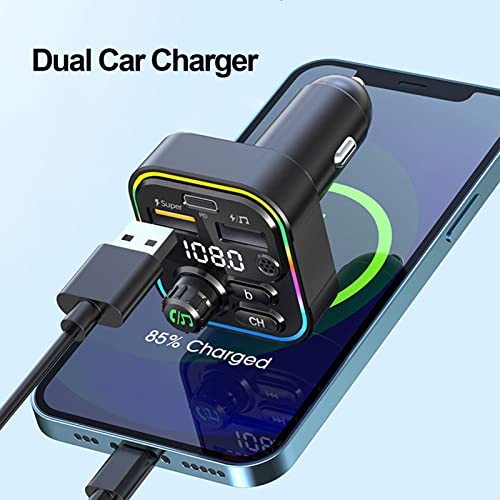 Bluetooth 5.0 Transmetteur FM,Bluetooth Transmetteur FM Radio Adaptateur Voiture Kit - Photo 7 sur 8
