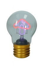 Lampadina in vetro con disegno fungo luminoso 