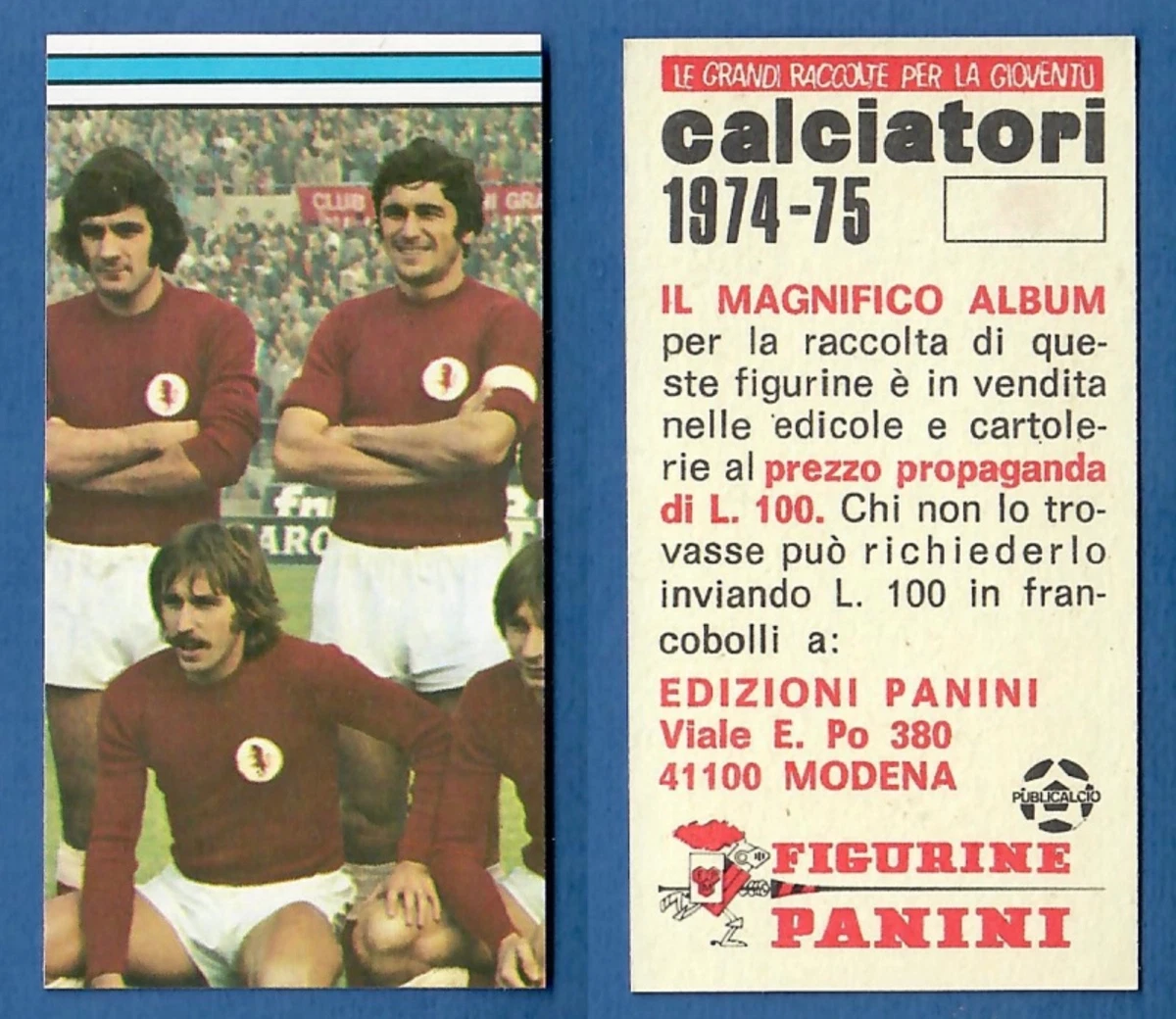 Bustine Album Panini Calciatori 1974-75 & 1975 – Neuve Et Scellée !