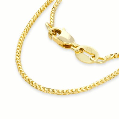 14K Yellow Gold Solid Franco 0.9mm Diamond Cut Spiga Chain Mens Necklace 24''