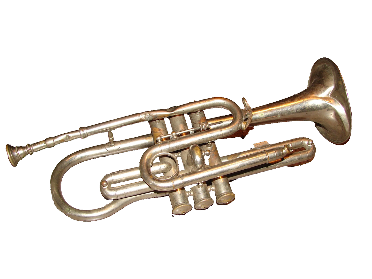 Vintage Antique Silver Marceau Trumpet For Parts Or Repair As / Is