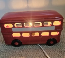 Vintage Red London Bus Routemaster Lamp Nightlight Ceramic Rare 23cm Long X11.5