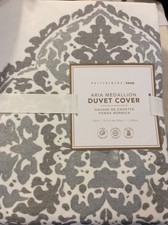 Pottery Barn Teen Aria Medallion Twin Duvet Cover NWT 100 Cotton Gray Metallic