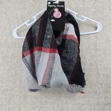 Nicole Infinity Scarf Plaid Pattern Woven Black/Red/Gray Soft
