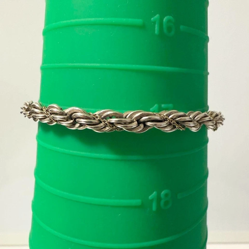 Tiffany & Co. Plata de Ley 925 y 18K Oro Twist Cuerda Cadena Pulsera 17cm - Imagen 3 de 4