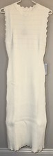 Luxely Dove Scalloped Edge Knit Dress In Antique White - Size Medium