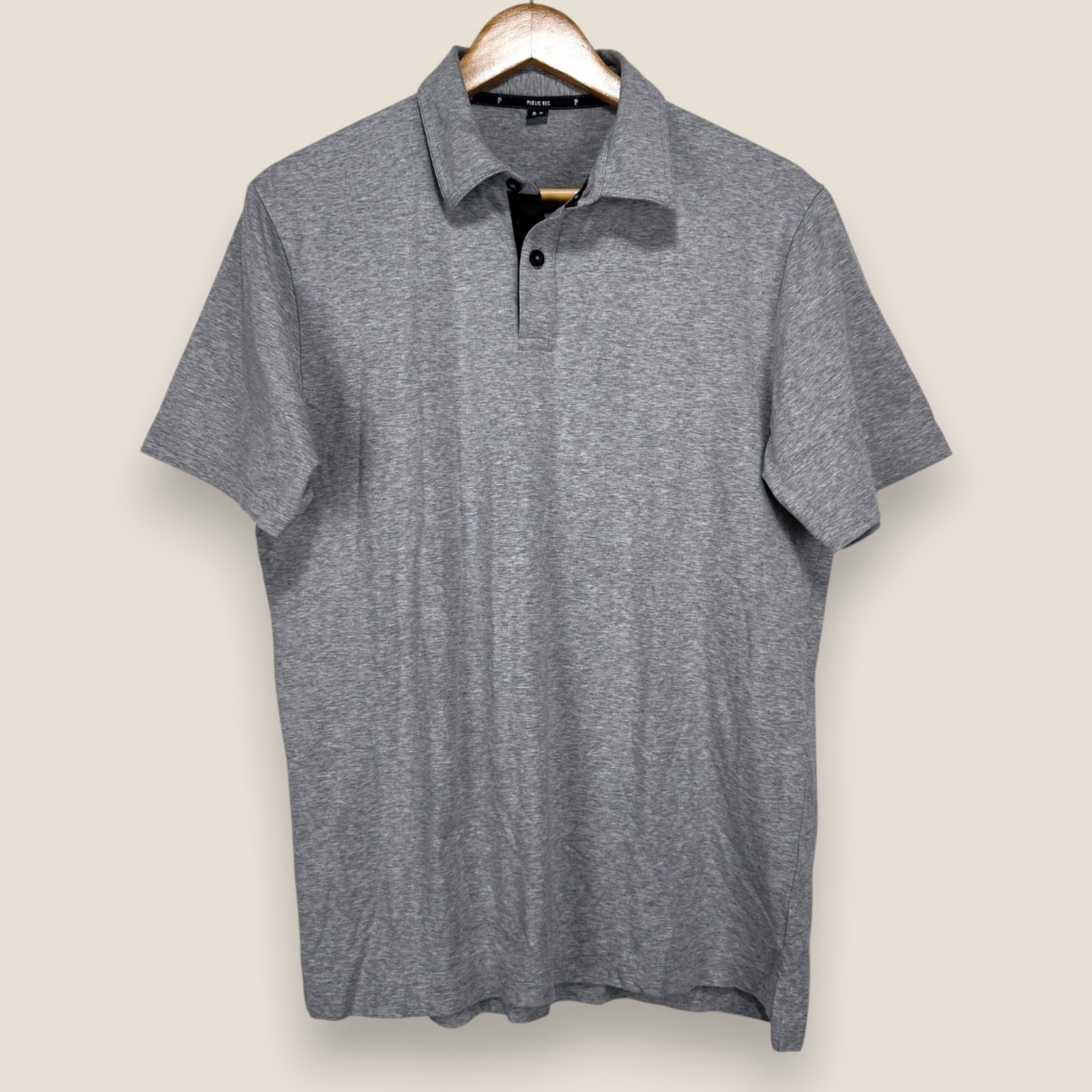 Public Rec Performance Polo Shirt Men Medium Gray Cotton Tencel Stretch Golf