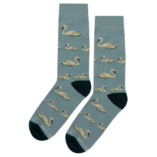 NWT Nice Swan Dress Socks Novelty Men 8-12 Teal Crazy Fun Sockfly