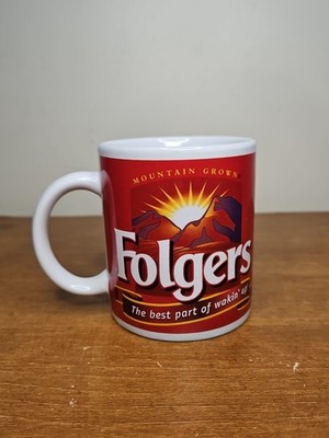 Vintage Folgers The Best Part If Waking Up Mountain Grown Coffee Mug Item 31946