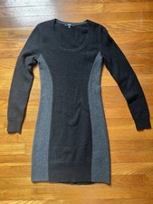 Uniqlo Black and Grey Long Sleeve Cashmere Dress XS