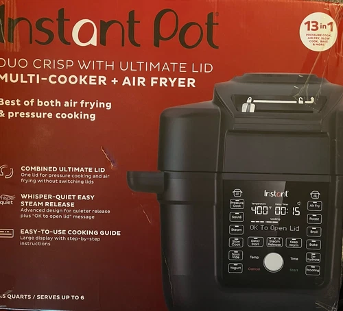 Instant Pot Duo Crisp 6.5 qt Lid Electric Pressure Multi-Cooker - Black...