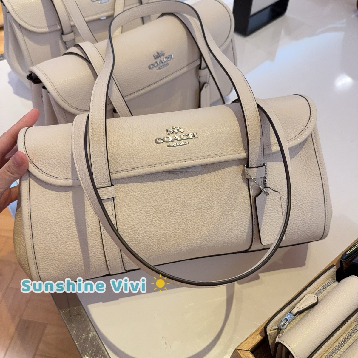 NWT Coach Bridget Flap Shoulder Bag CDB04 Silver Chalk Refined