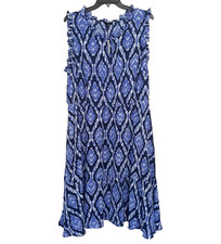 Talbots Dress Womens 16 Petite Midi Summer Sun Plus Ikat Print Boho Flowy