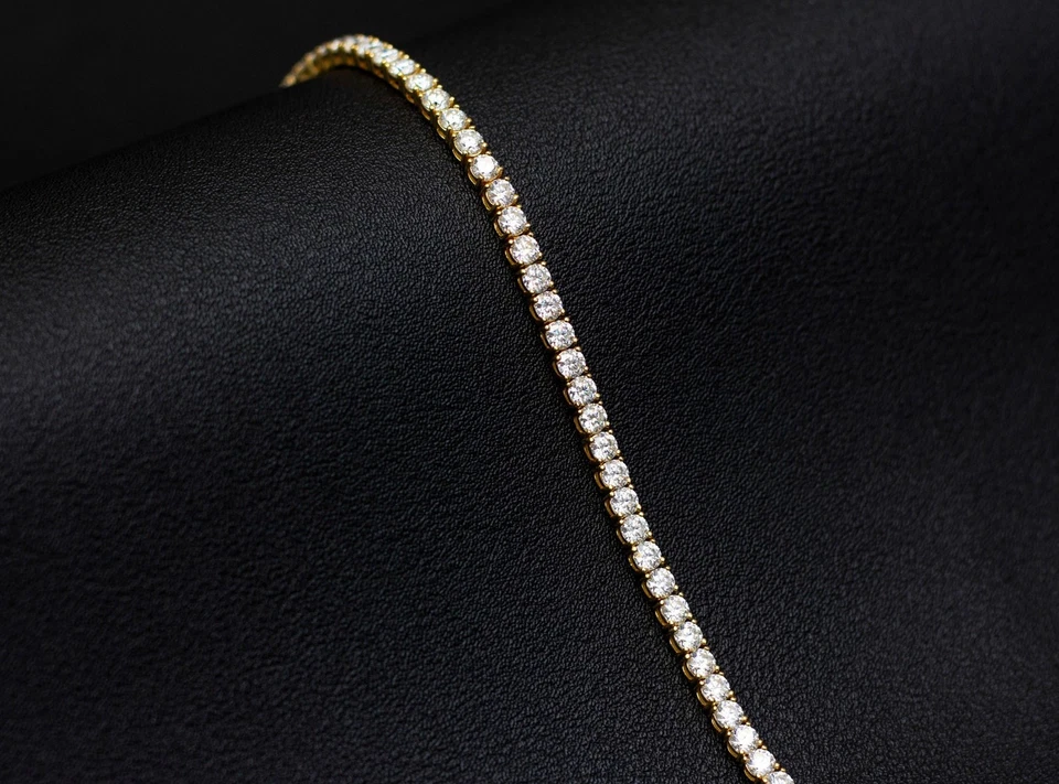 6ct G VS Lab Grown Diamond Tennis Bracelet 14k Yellow Gold Over 7.5" 3mm - Image 4 of 4