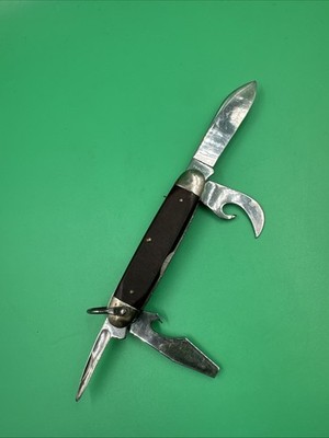 Ulster Official Boy Scout Emblem Brown Gloss 4 Blade Pocket Knife Good Snap