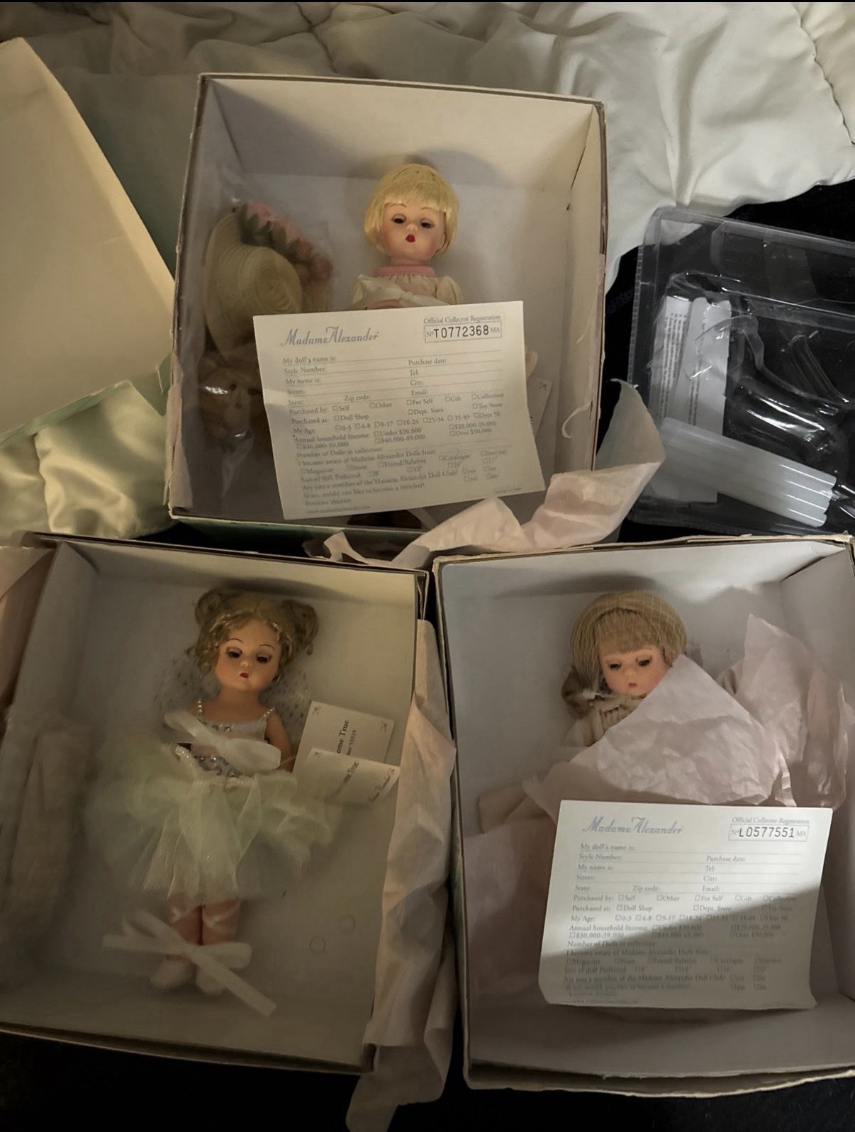 Lot Of 3 Blonde Hair W/ Boxes Certificates