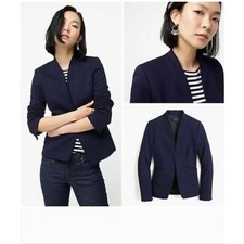 J. Crew Going Out Blazer in Stretch Twill Navy Blue Collarless Business 8
