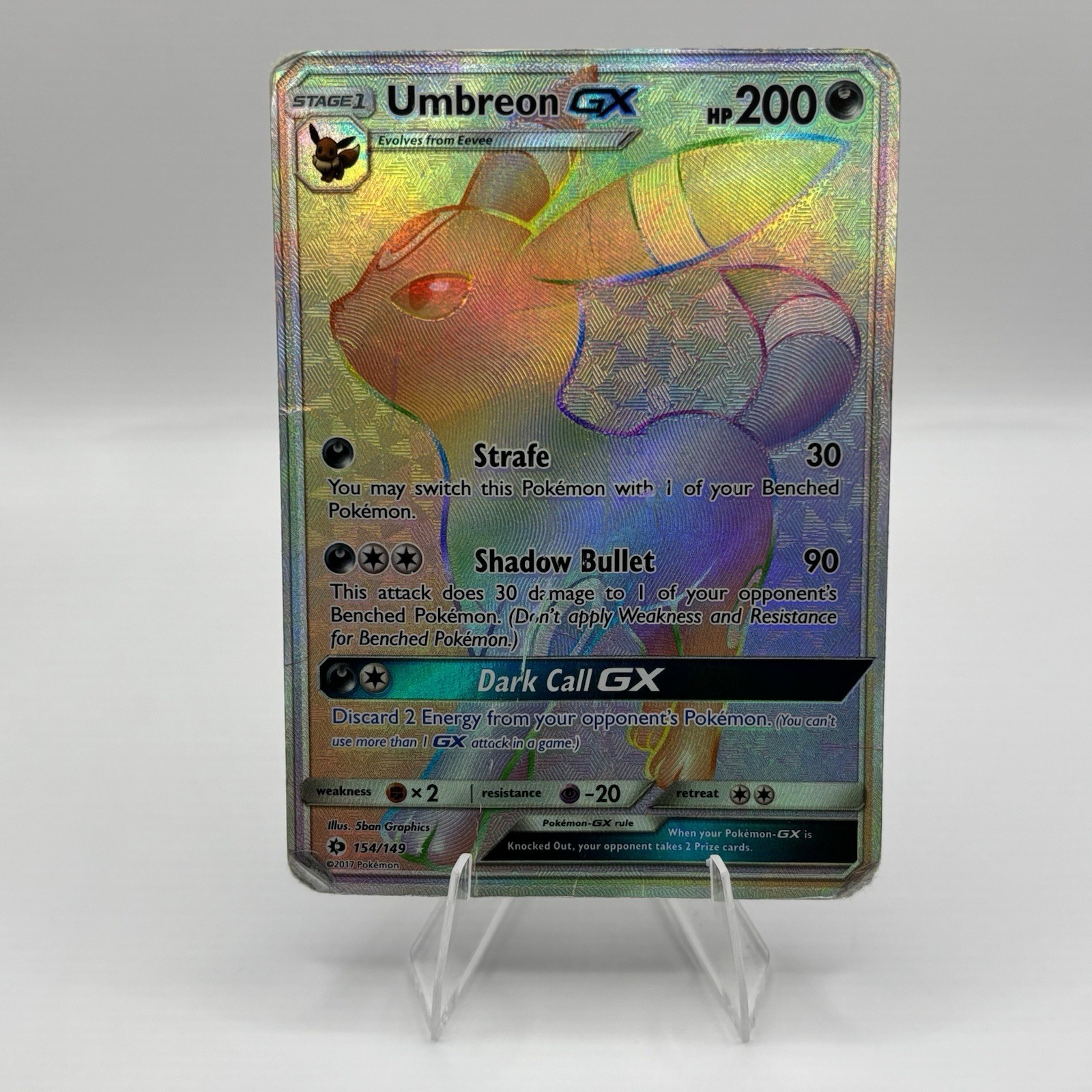 Pokémon TCG Umbreon GX Sun & Moon Base 154/149 Rainbow Secret Rare Damaged !Q2