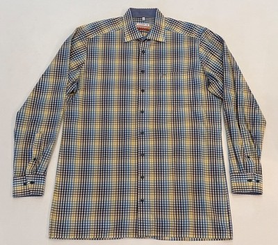 Men's Marvelis modern fit shirt checked non-iron size 44 blue yellow