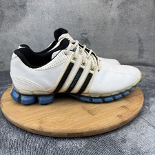 Adidas Tour360 Golf Shoes Mens 9 White Black Blue ThinTech FitFoam Spikes 671988