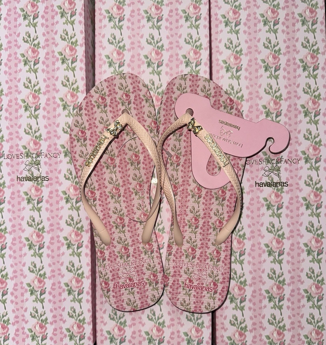 NIB LoveShackFancy x Havaianas 'Strawberry Macaroon Slim Flip