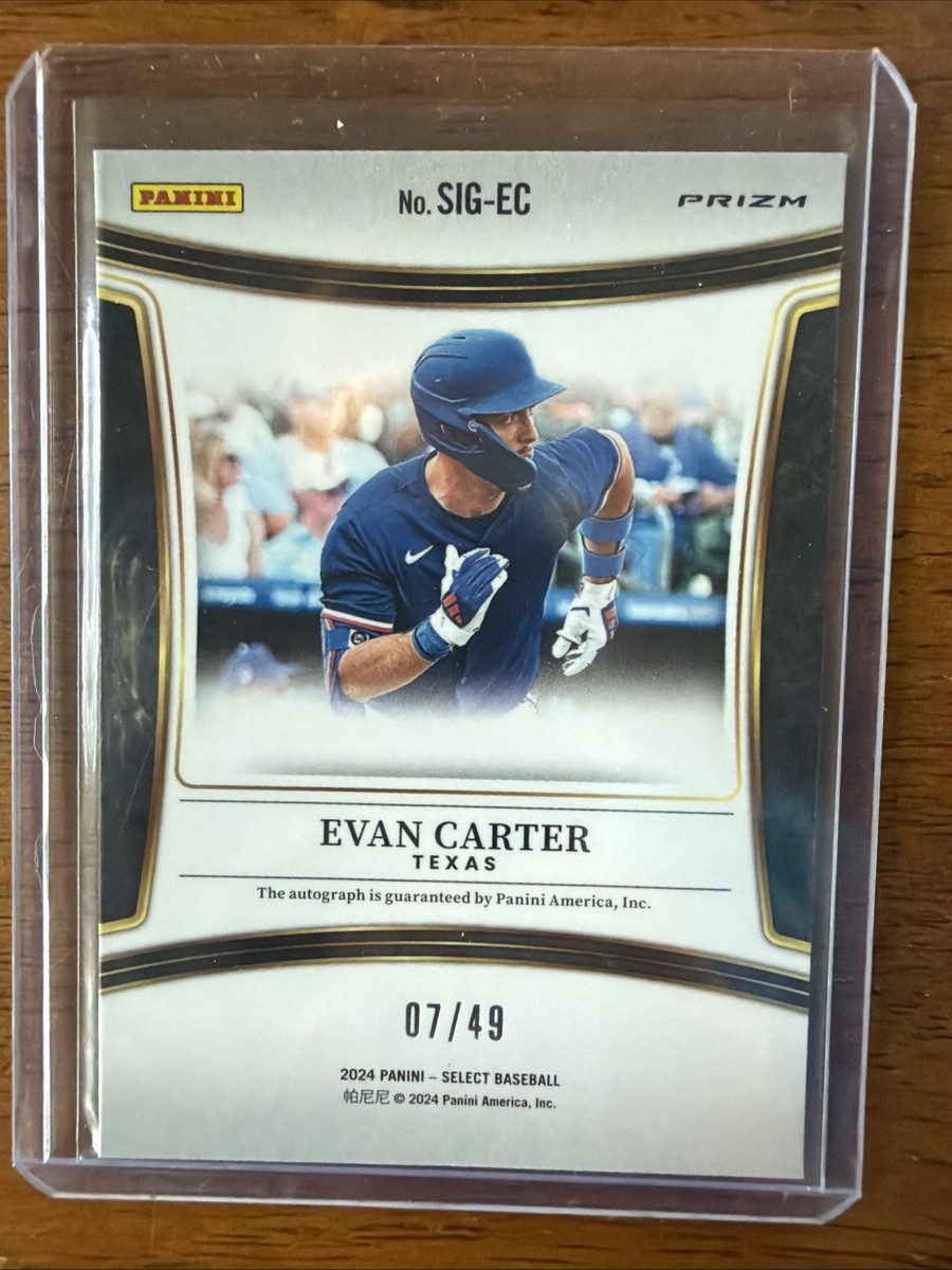 2024 Panini Select - Signatures Evan Carter #SIG-EC Blue Prizm /49