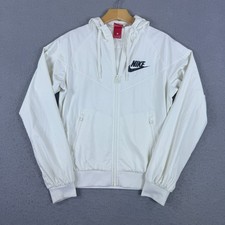 Nike Women's Windrunner Track Jacket Full Zip Ivory Size S Hooded Lined Running