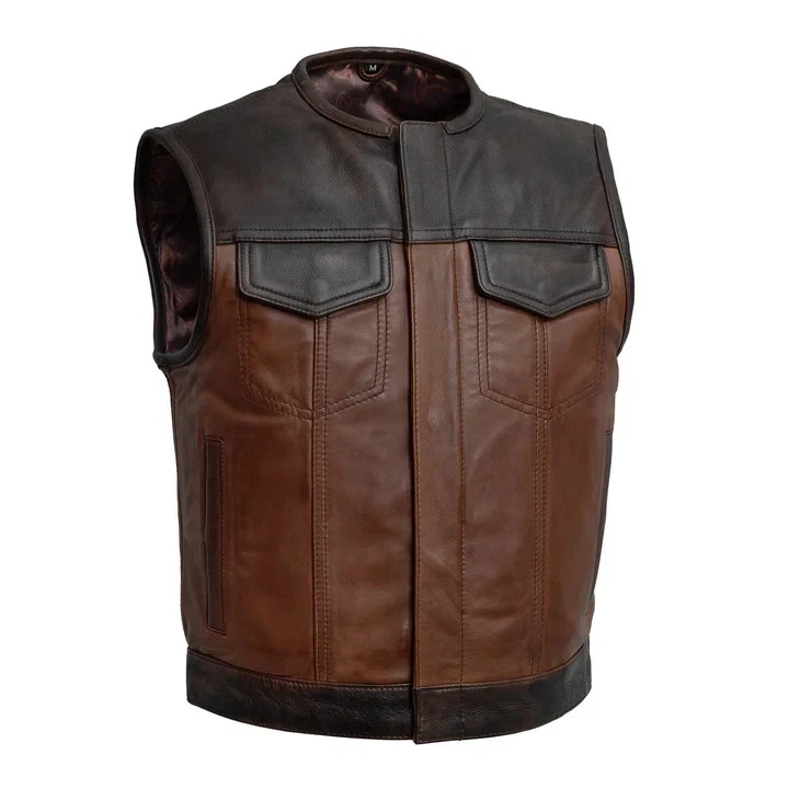 Premuim Cowhide Leather Vest Genuine Leather Paisley Inner Men Riding Gear Vest