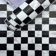 Black White Plaid Peel & Stick Wallpaper Waterproof Removable PVC Decor