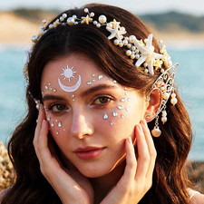 Starfish Mermaid Headband Pearl Wedding Hair Vine Mermaid Hair Accessories for W