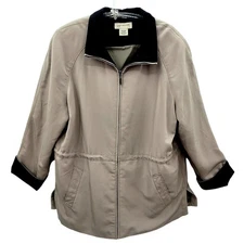 Jones New York Sport Contrasting Cuffs Draw String Waist Barn Jacket Extra Large