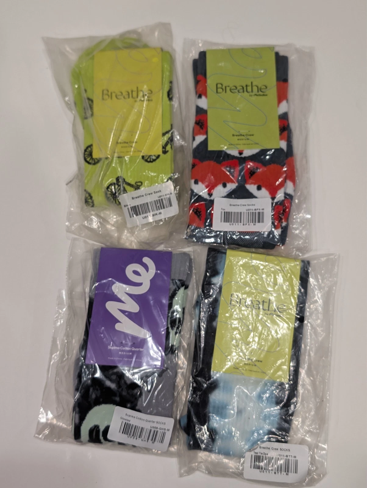 Meundies Men’s Crew Socks New Sz M Men’s Sz Up To 9.5 New 4 Pairs