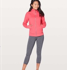 lululemon Scuba Hoodie Full Zip Women Size 2 Pink Fleece Athletic Pockets Warm