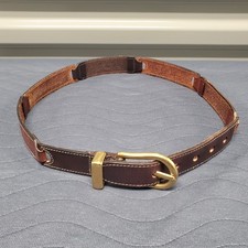Vintage Fossil Bridle Leather Belt Womens Medium Brown Link Style Brass Buckle