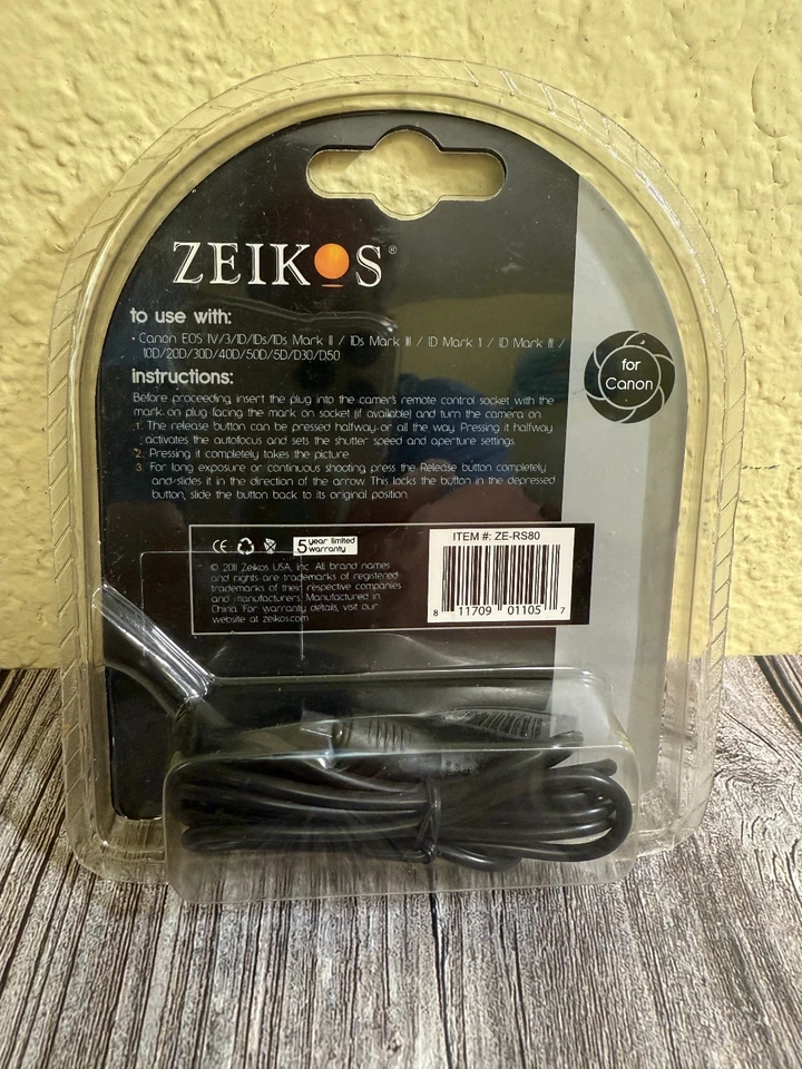 ZEIKOS Remote Switch for Canon Digital or D SLR Cameras NIB - Image 2 of 4