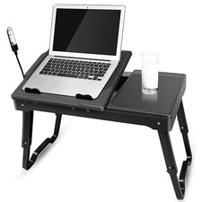 Foldable Laptop Table Notebook PC Desk with Cooling Fan Led light Mouse Board