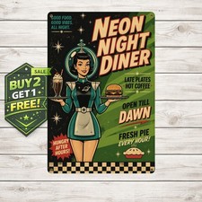 Cafe Retro Diner Metal Tin Sign Kitchen Wall Art 8x12