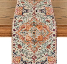 Boho Orange Table Runner for Fall Home Decor