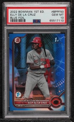 2022 Bowman 1st Edition Blue Foil 119/150 Elly De La Cruz PSA 10 GEM MT 02au