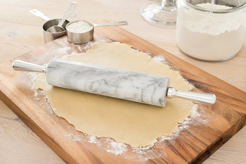 8648 Marble Rolling Pin and Base with Aluminum Handles, 2.5 x 17.5 x 3 inches... - Image 4 of 4