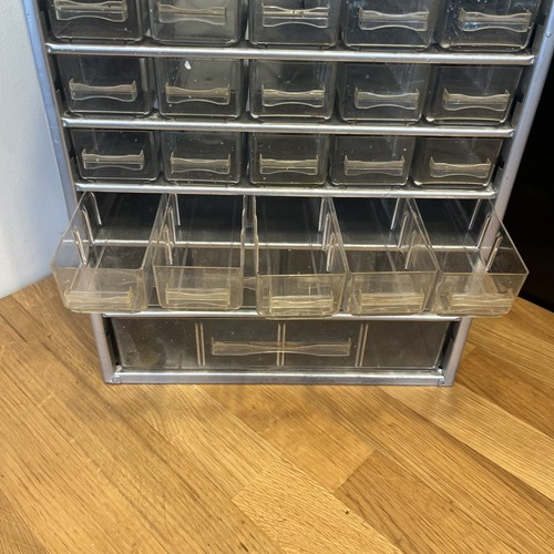 Vintage RAACO Corp Silver Metal Storage Cabinet Small Parts Organizer 35 Drawer - Picture 8 of 13