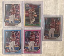 2025 Bowman Chrome RHETT LOWDER Red Rookie Logo, Paper Pink /175, Blue /499 Base