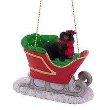 Conversation Concepts Black Dachshund Dog Sleigh Dog Holiday Ornament