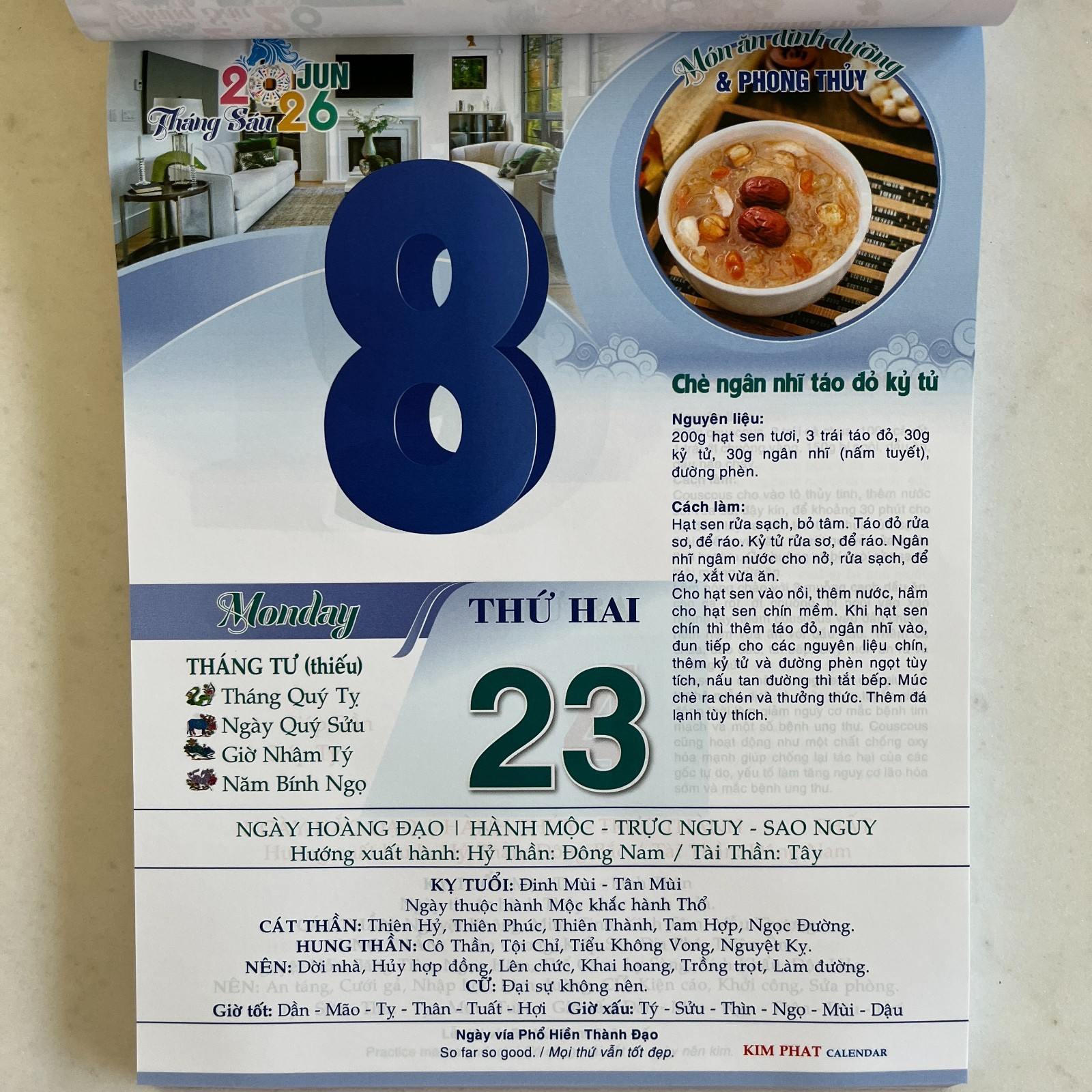 2026 Asian Vietnamese Chinese New Year Wall-Mounted Calendar/ Lich Binh Ngo 2026