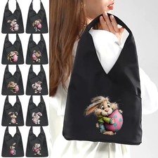 Fashion Women Easter Bunny Art Nylon Simple Casual Work Daily Shoulder Tote Bag