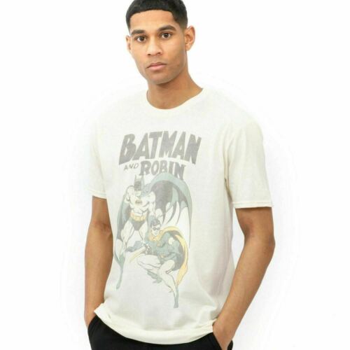 Official DC Comics Mens Batman And Robin Vintage T-shirt Natural Sizes S - XXL - Picture 1 of 6