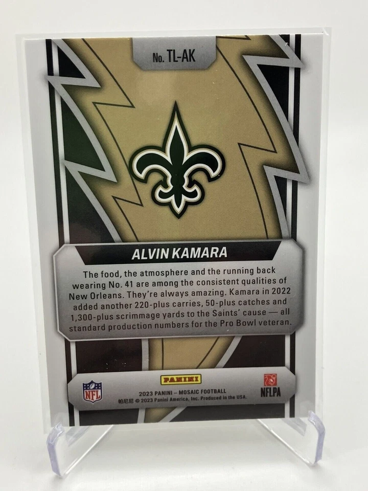 2023 Panini Mosaic Football - Alvin Kamara Thunder Lane #TL-AK Saints - Image 2 of 2