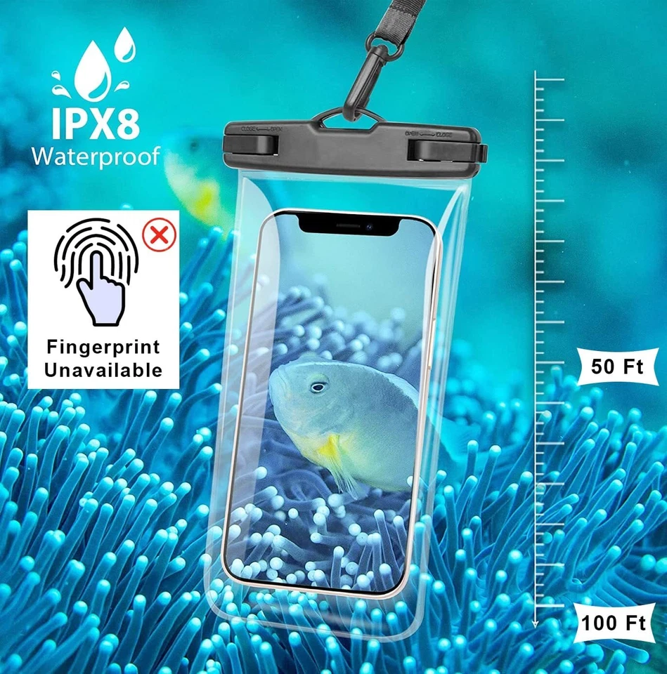 Pack De 2 Funda Impermeable para Teléfono Subacuática Universal Bolsa Seca Móvil Foto 3 de 4