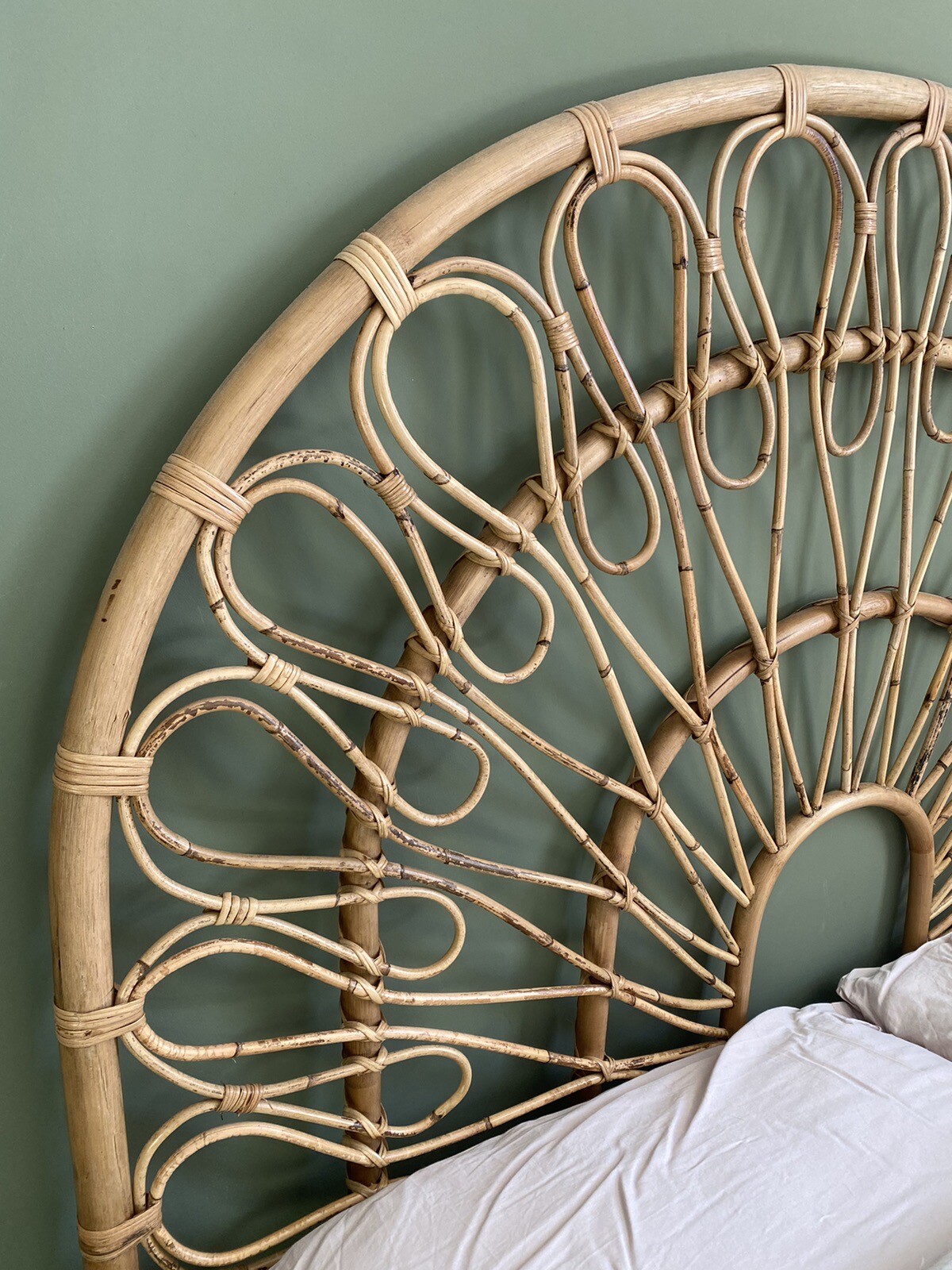 Beautiful Bamboo / wicker vintage Boho Double Headboard eBay