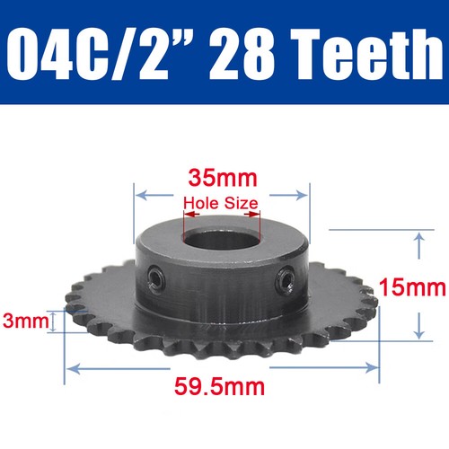 45#Steel Roller Chain Sprocket Wheel 04C Pitch 6.35mm 21~26 Teeth Bore 8~25mm - Picture 23 of 31